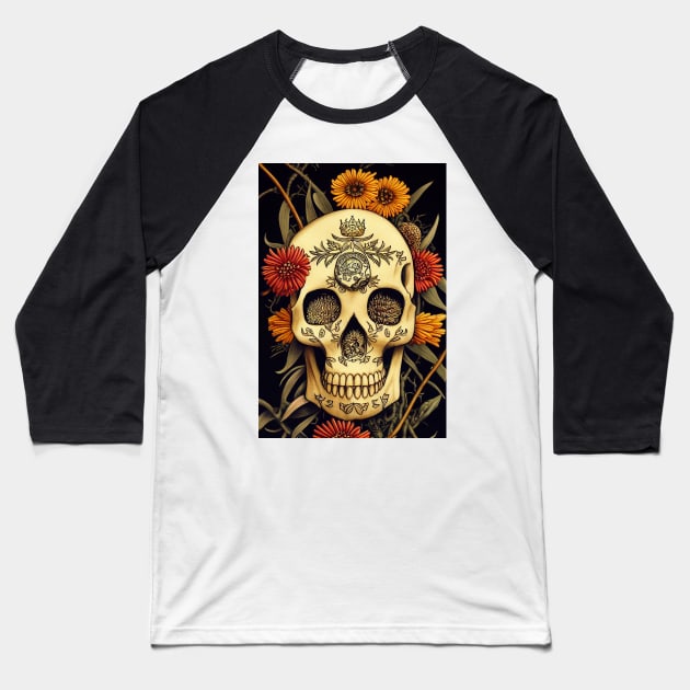 Australiana Sugar Skull Baseball T-Shirt by rolphenstien